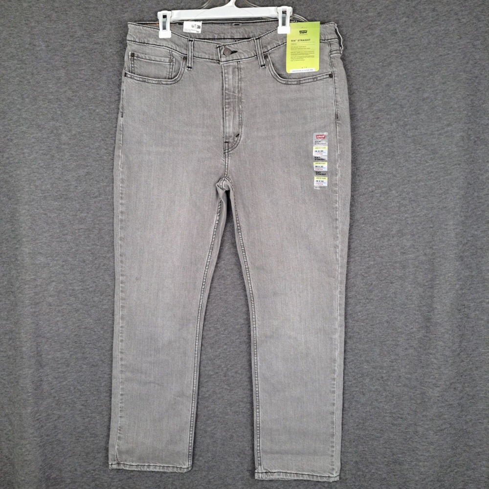 Levi's 514 Straight Jeans Mens 38x30 Grey Flex Eco Performance Stretch